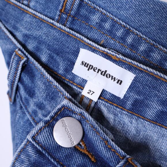 SUPERDOWN Kathleen Denim Shorts Stone Wash Blue High Rise Cut Off Women's 27 - Picture 11 of 13